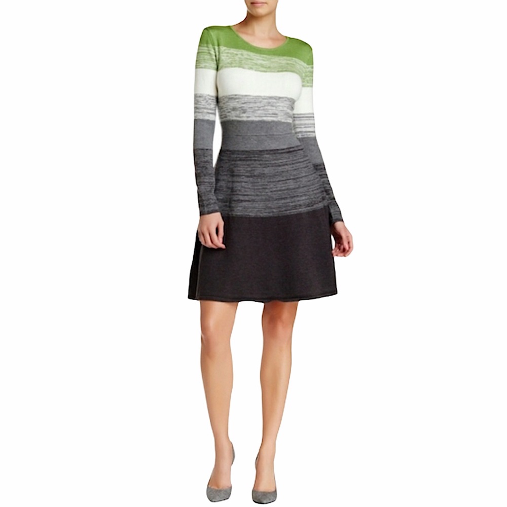 Eliza J Striped Fit & Flare Sweater Dress